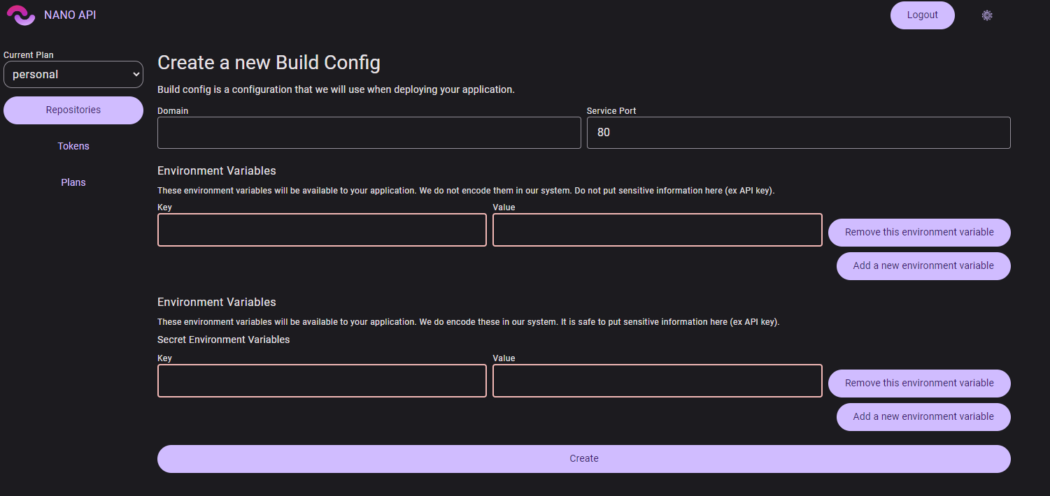 New Build Config